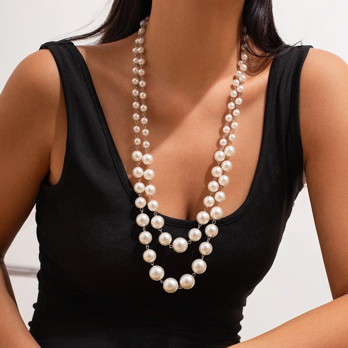 Boho Pearl Imitation Handmade Woven Necklace Women 2024 Multi Layer Sweet Long Sweater Girls Fashionable Charm Birthday Jewelry